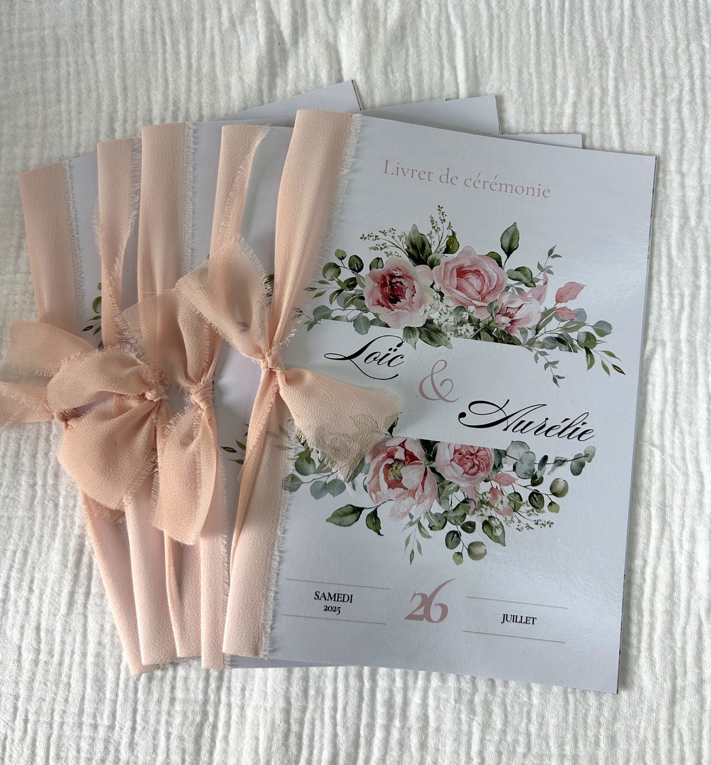 Livret de cérémonie " Bouquet de souvenirs " - Quand les mots s'habillent de soie et de tendresse.