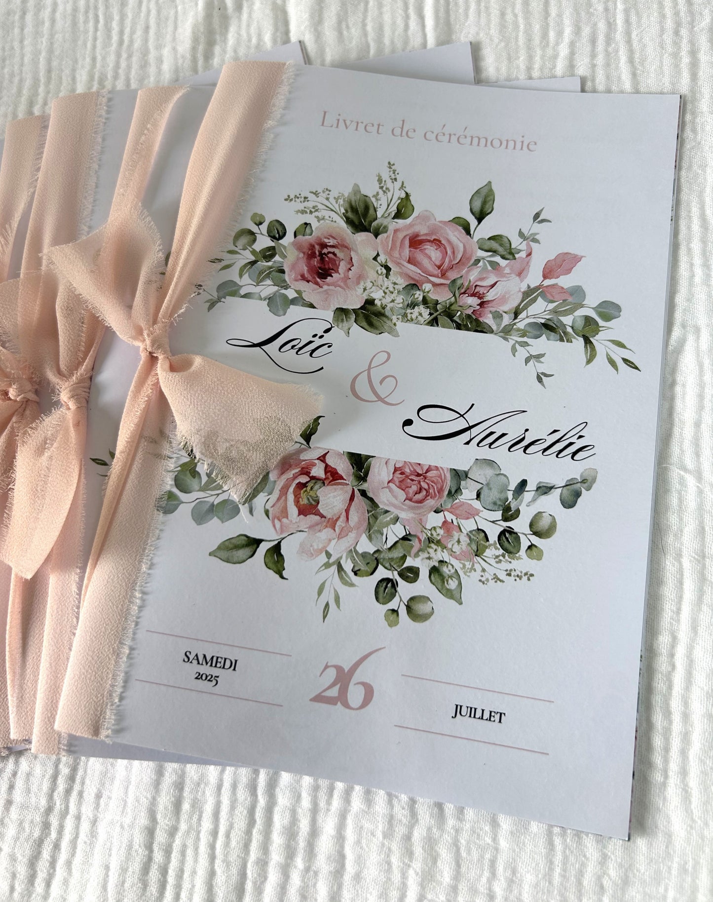 Livret de cérémonie " Bouquet de souvenirs " - Quand les mots s'habillent de soie et de tendresse.