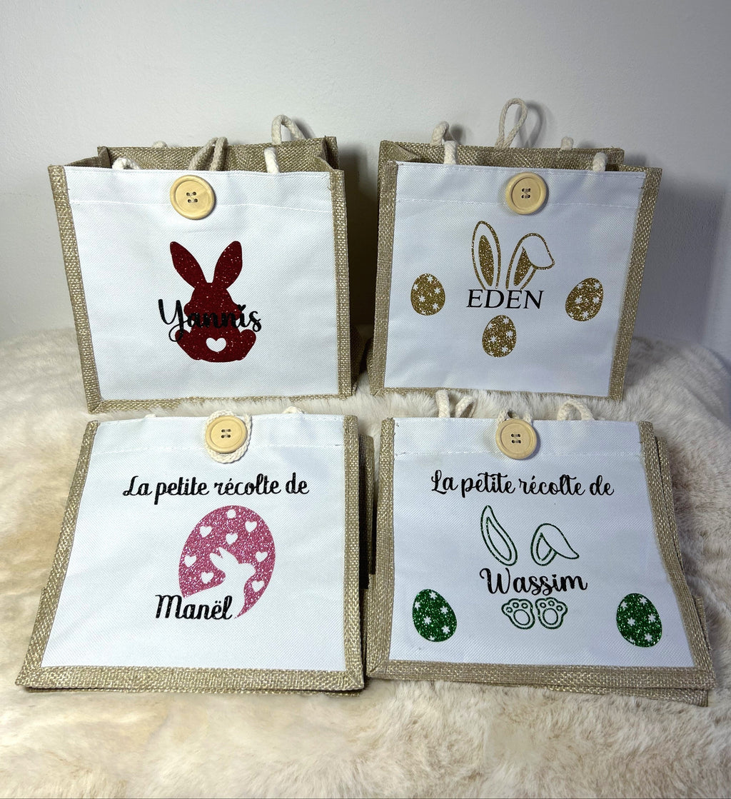 Sac de Pâques personnalisé « Les petites récoltes de… » - Le compagnon idéal pour partir à la chasse aux œufs