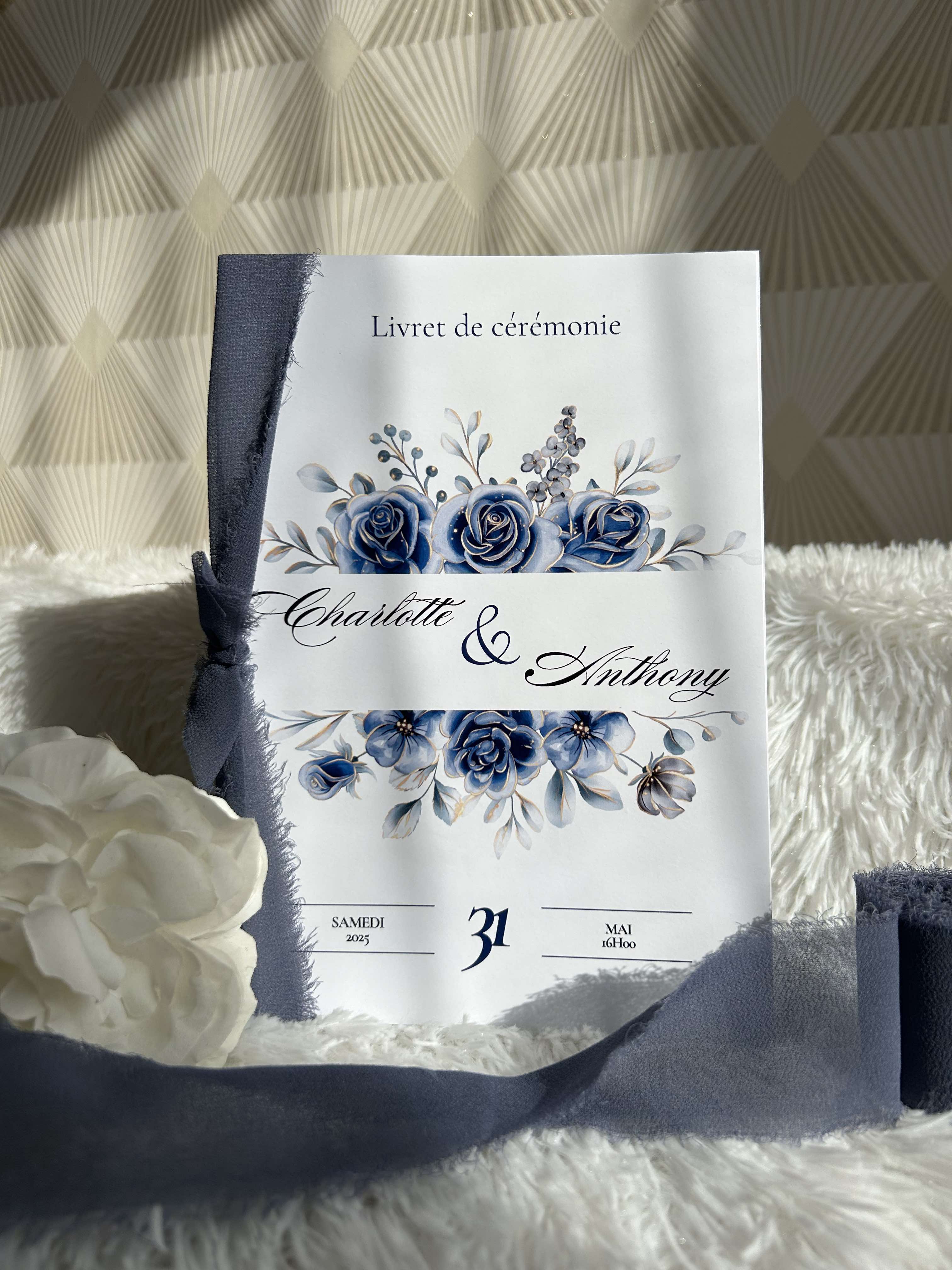 Livret de cérémonie « Bleu de promesse » - Les mots d’un engagement, posés avec douceur au fil de la cérémonie