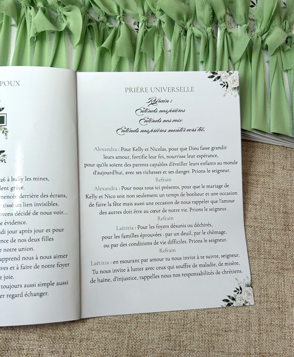 Livret de cérémonie « Feuillage d'amour » - Un écrin de verdure pour raconter votre plus belle histoire.
