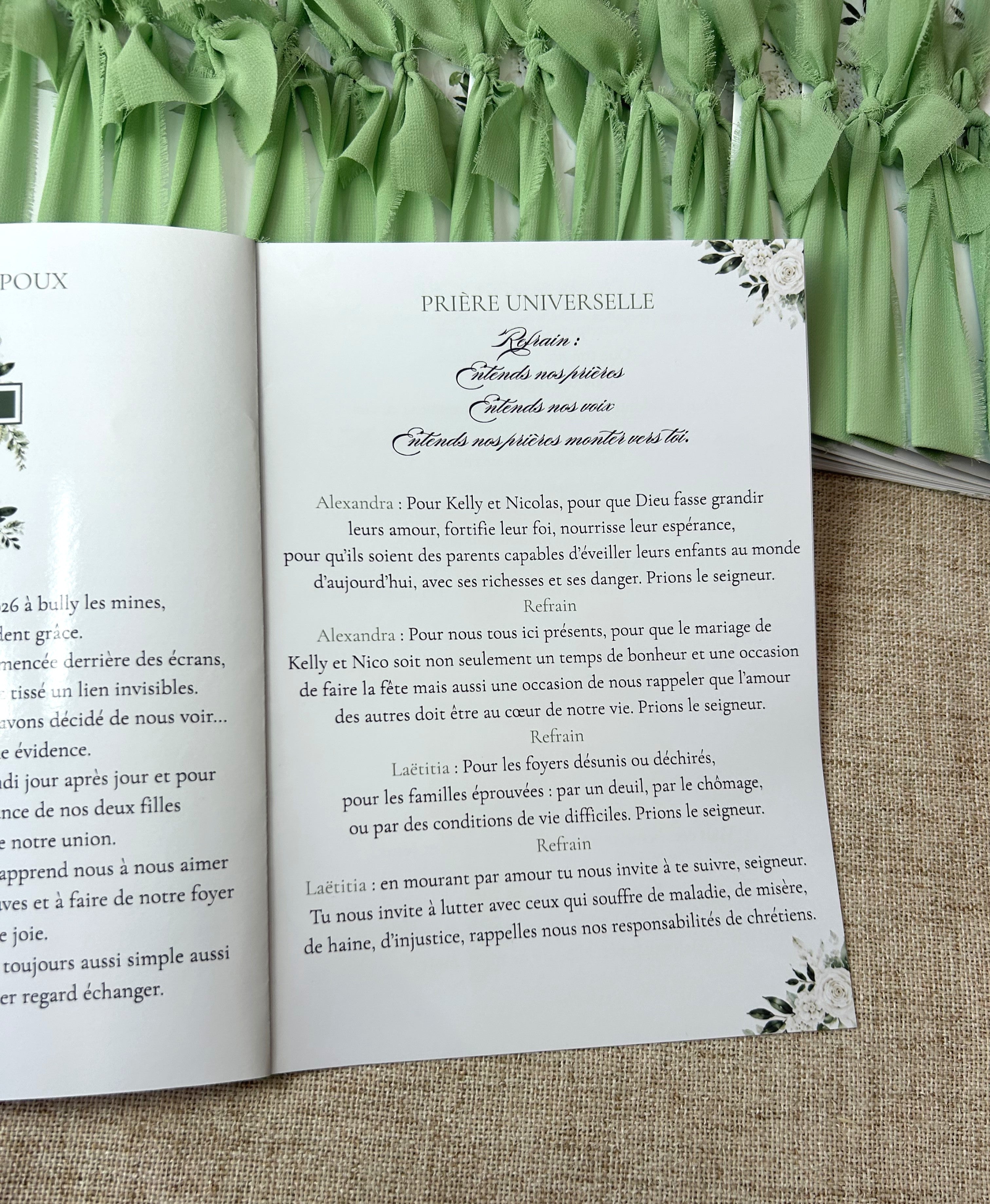 Livret de cérémonie « Feuillage d'amour » - Un écrin de verdure pour raconter votre plus belle histoire.