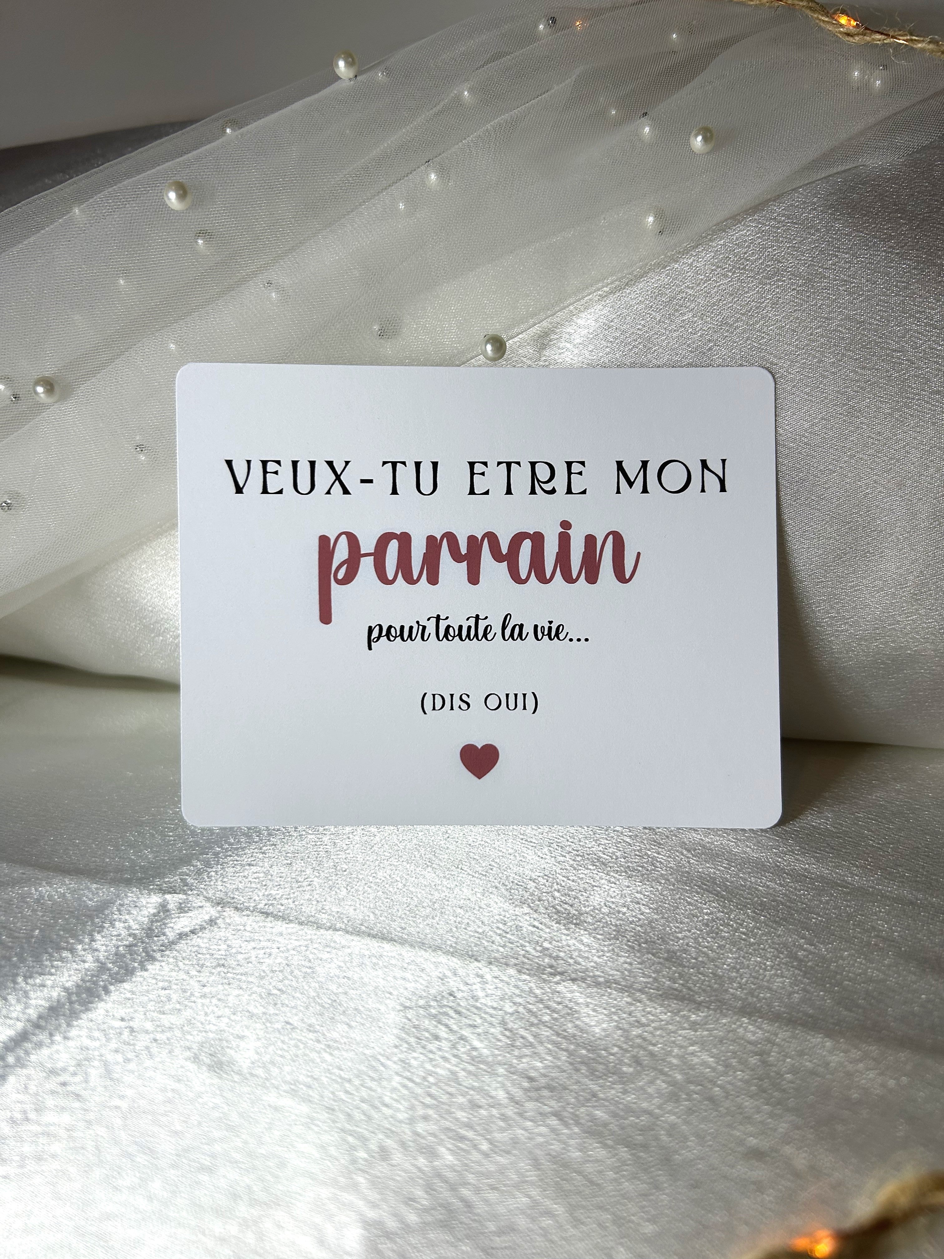 Carte avec enveloppe et ruban - Un mot doux, un grand rôle « Demande parrain / marraine »