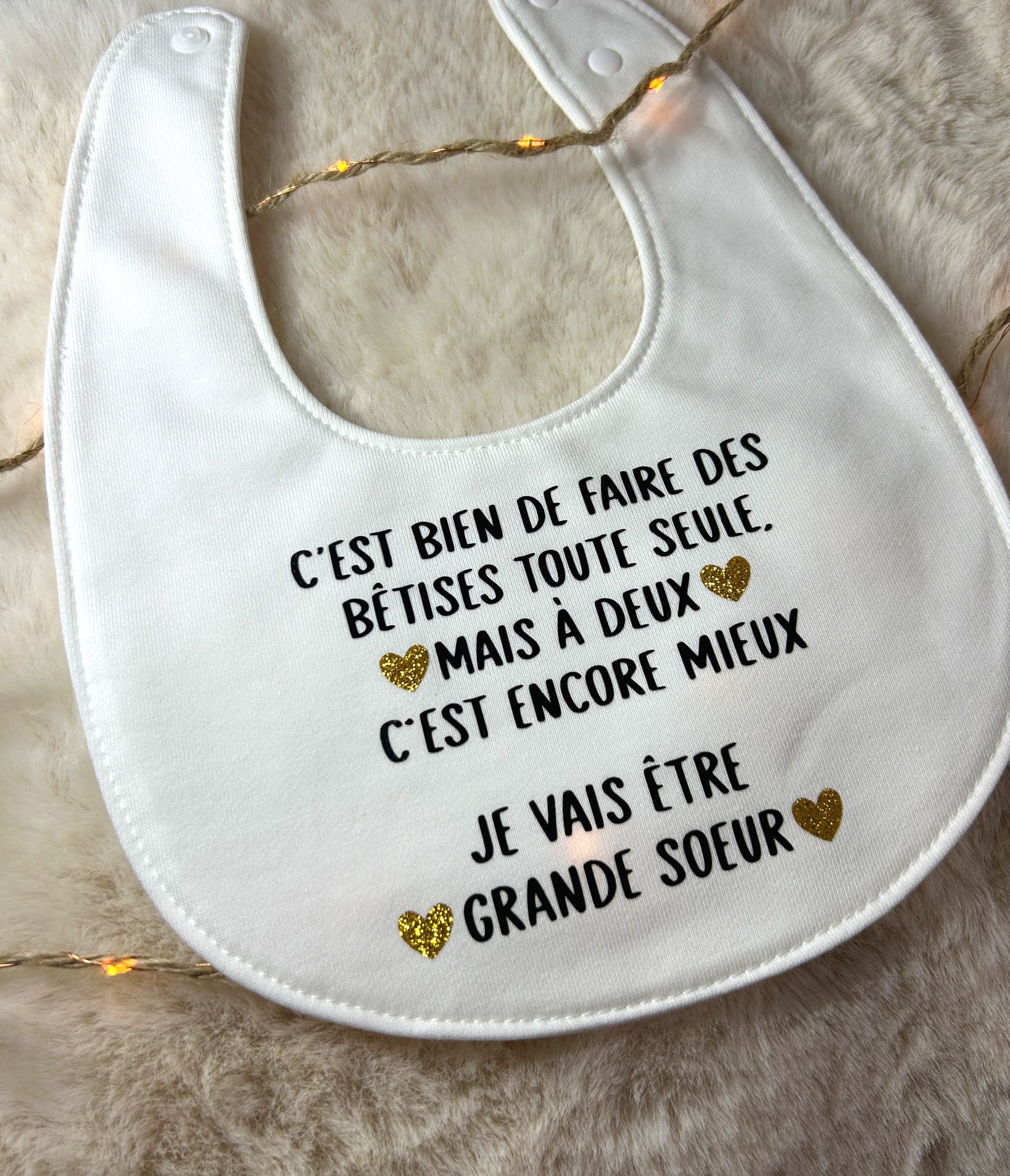 Bavoir « Je vais être grande soeur/grand frère »