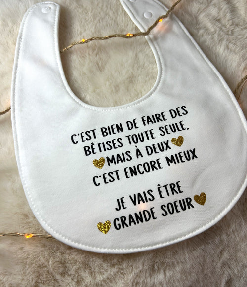 Bavoir « Je vais être grande soeur/grand frère »