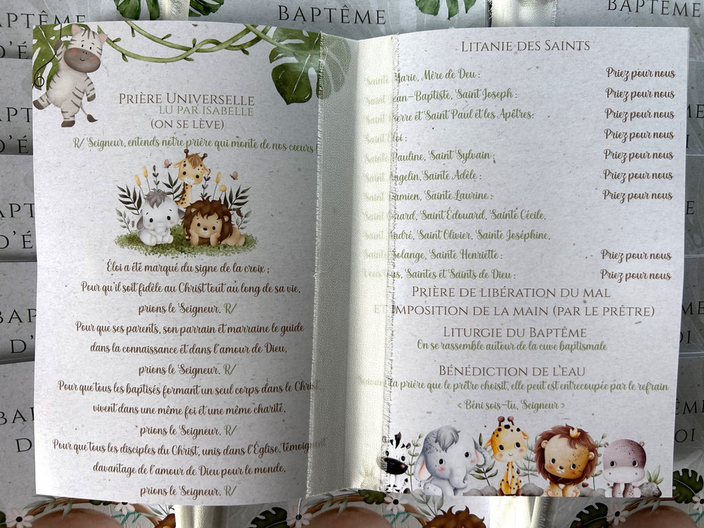 Livret de cérémonie " Eveil sauvage " - Un doux souffle d'aventure pour un moment sacré.