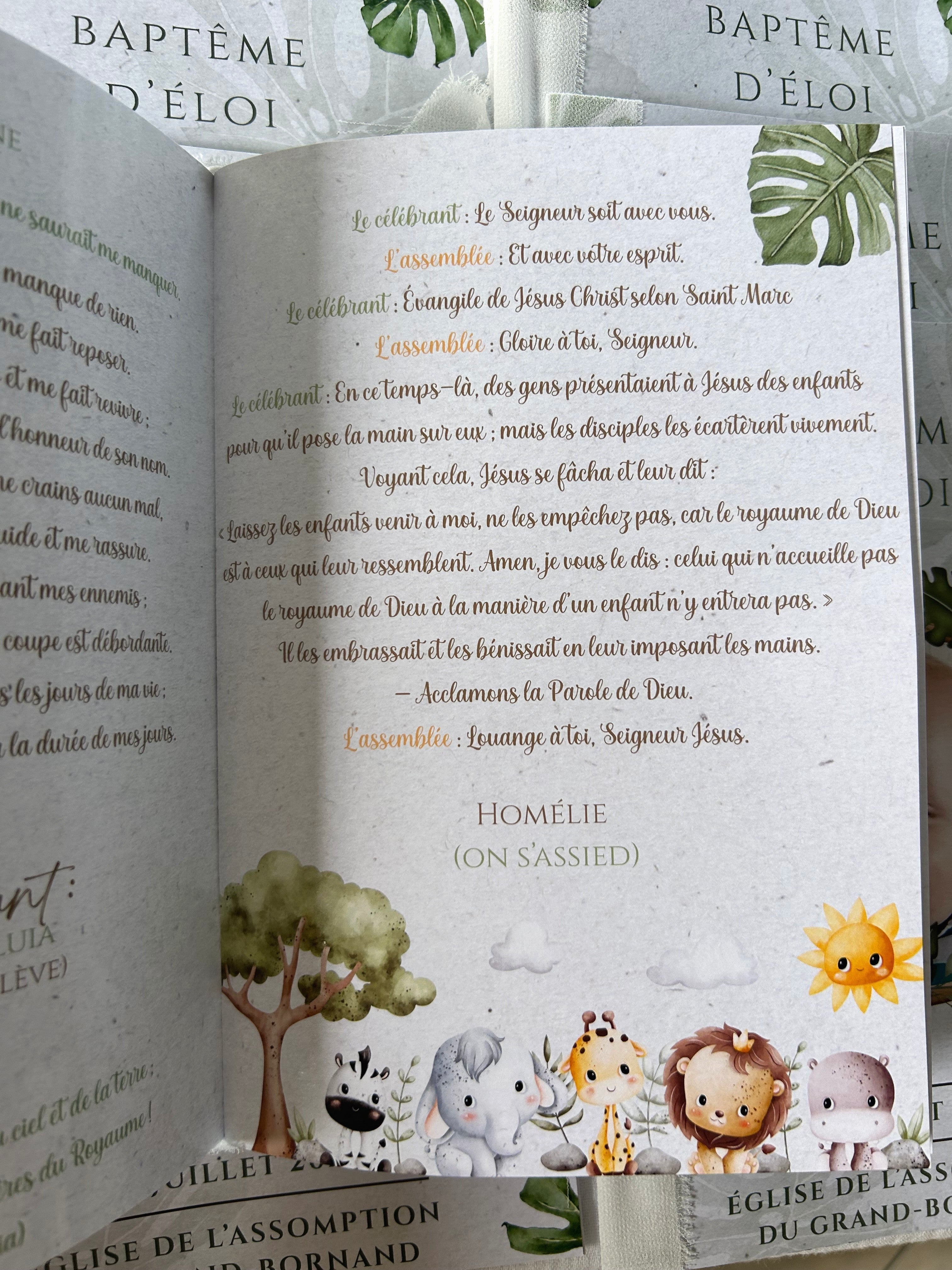 Livret de cérémonie " Eveil sauvage " - Un doux souffle d'aventure pour un moment sacré.