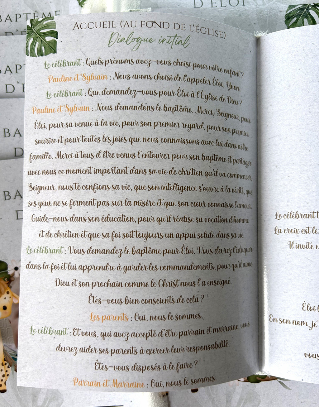 Livret de cérémonie " Eveil sauvage " - Un doux souffle d'aventure pour un moment sacré.