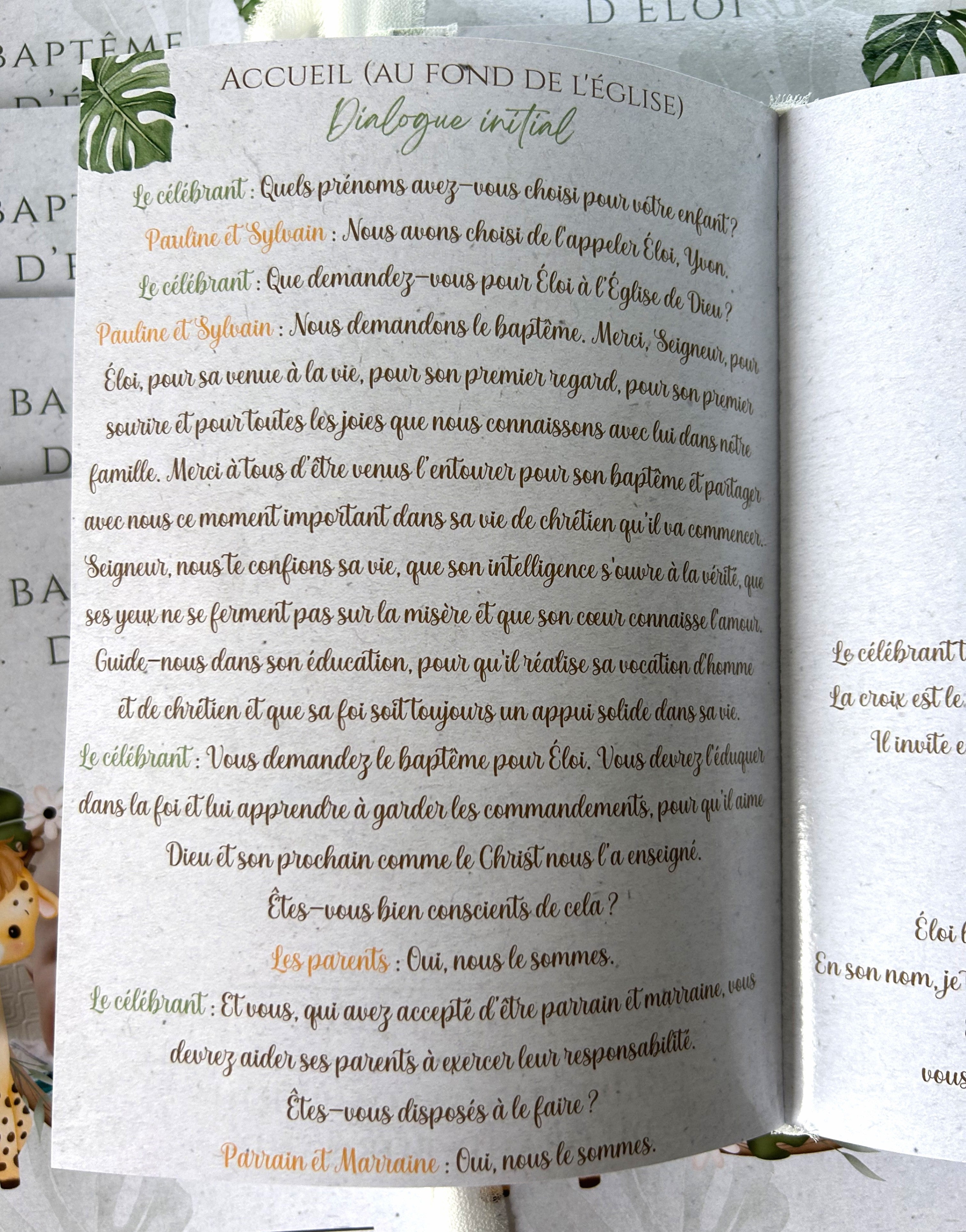 Livret de cérémonie " Eveil sauvage " - Un doux souffle d'aventure pour un moment sacré.