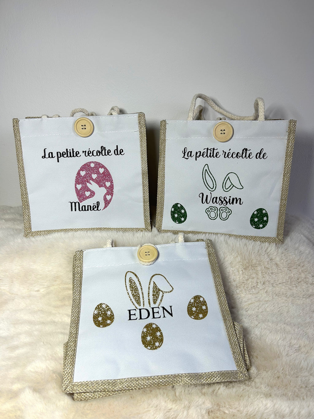 Sac de Pâques personnalisé « Les petites récoltes de… » - Le compagnon idéal pour partir à la chasse aux œufs