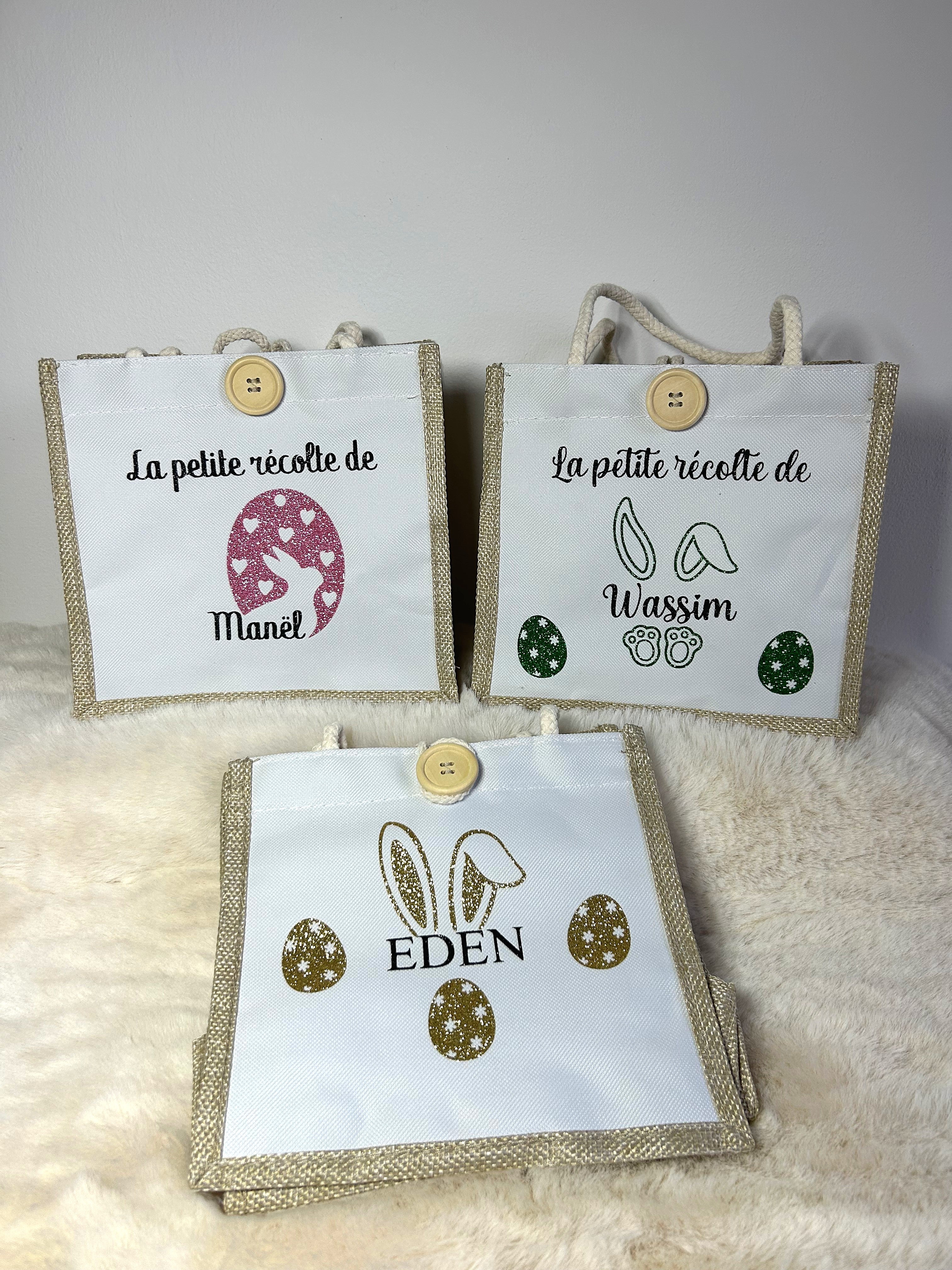 Sac de Pâques personnalisé « Les petites récoltes de… » - Le compagnon idéal pour partir à la chasse aux œufs