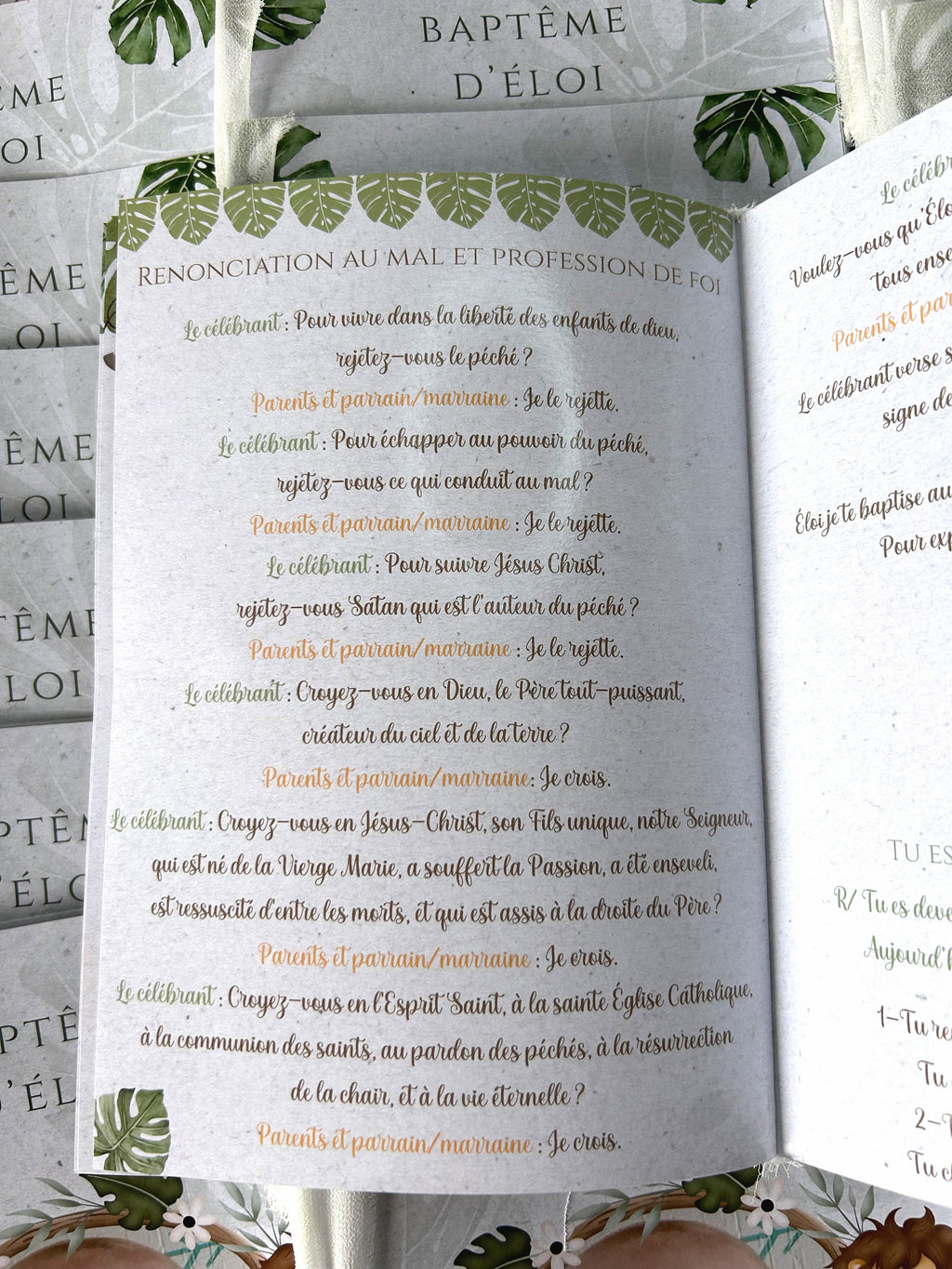 Livret de cérémonie " Eveil sauvage " - Un doux souffle d'aventure pour un moment sacré.