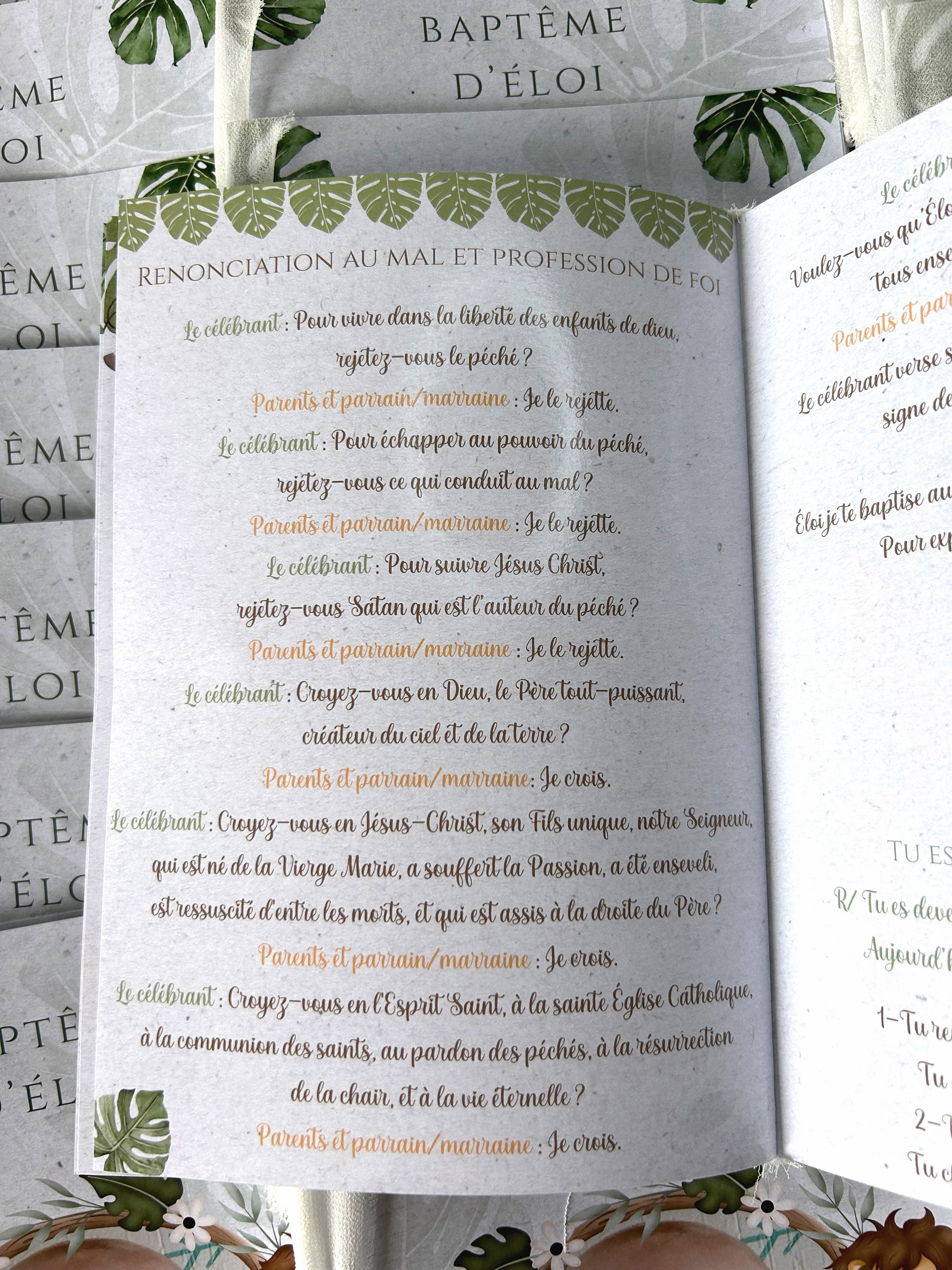 Livret de cérémonie " Eveil sauvage " - Un doux souffle d'aventure pour un moment sacré.