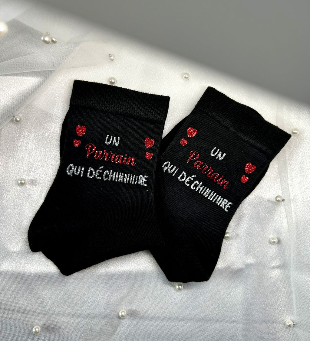 Chaussettes " Super Parrain" - Un détail à enfiler pour un rôle à vie.