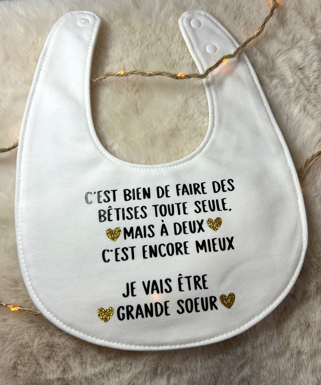 Bavoir « Je vais être grande soeur/grand frère »
