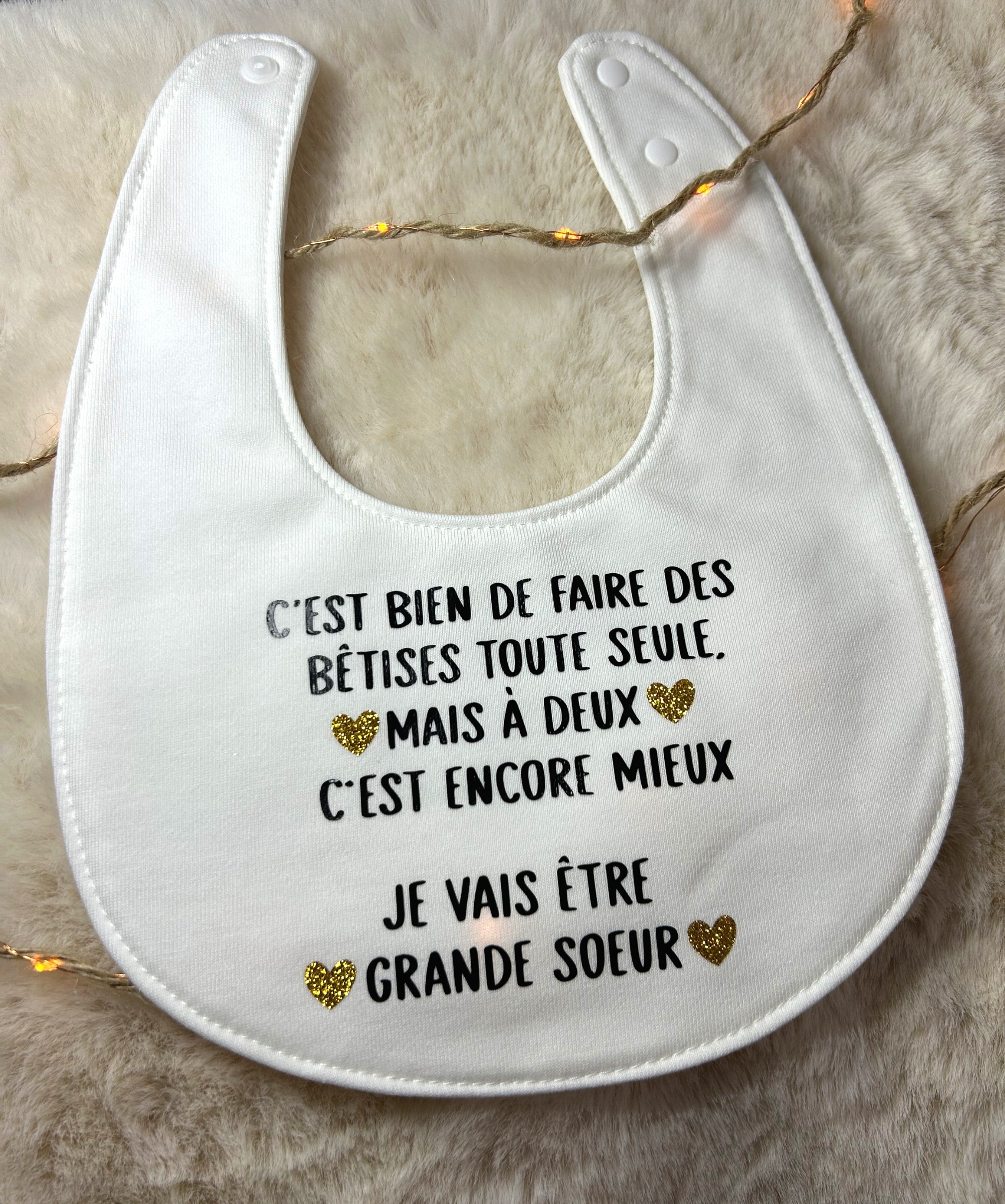 Bavoir « Je vais être grande soeur/grand frère »