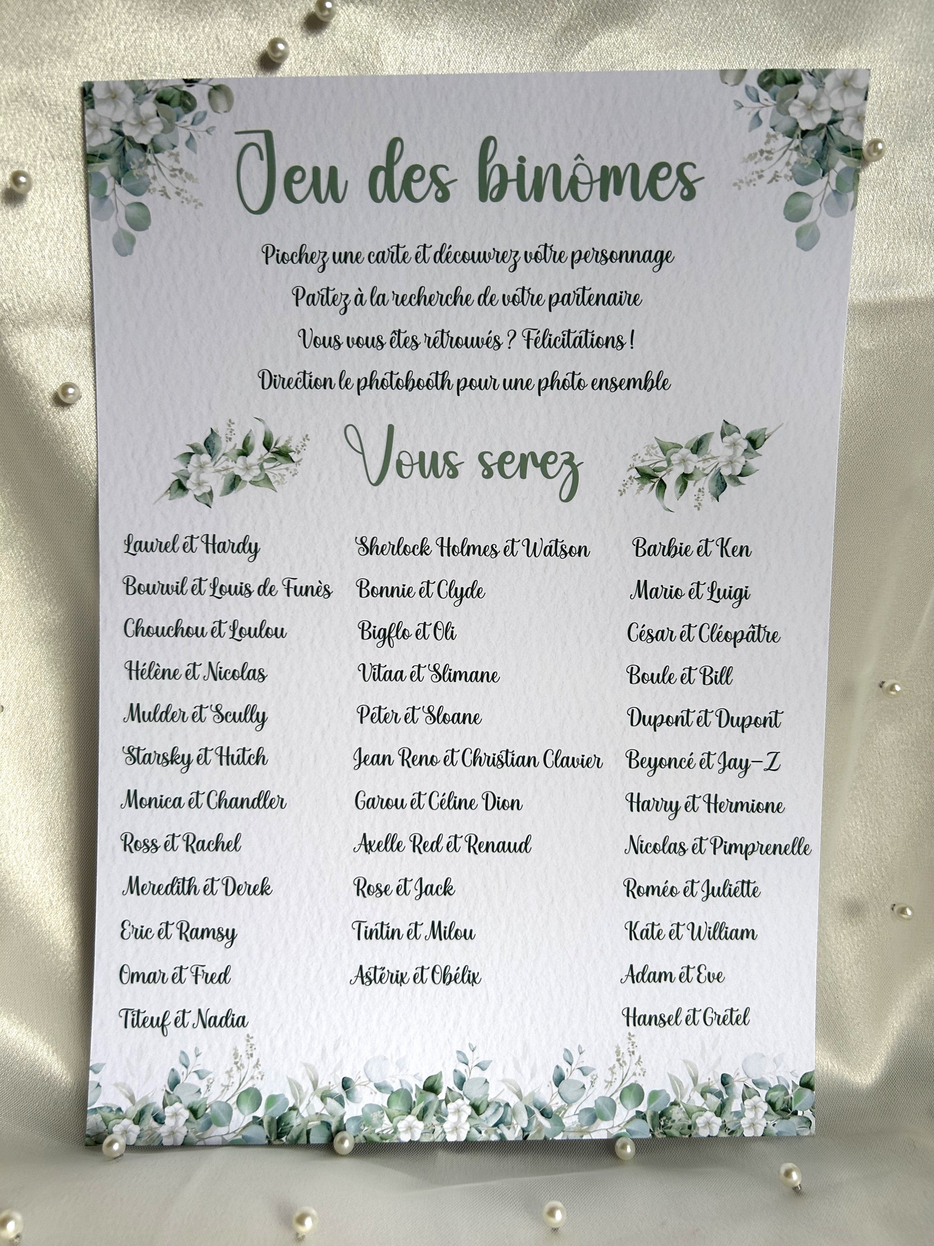 Jeu des binômes «Le duo mystère » - Moment d'échange et de convivialité