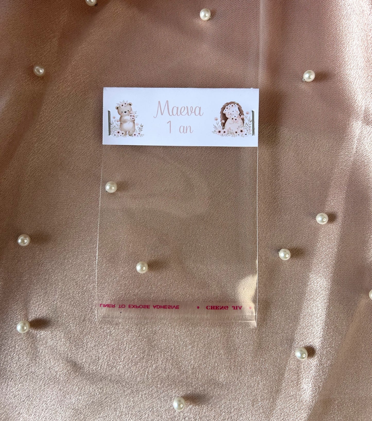 Sac à confiseries " Ourson & hérisson poétique " - Une douceur personnalisée à votre image.