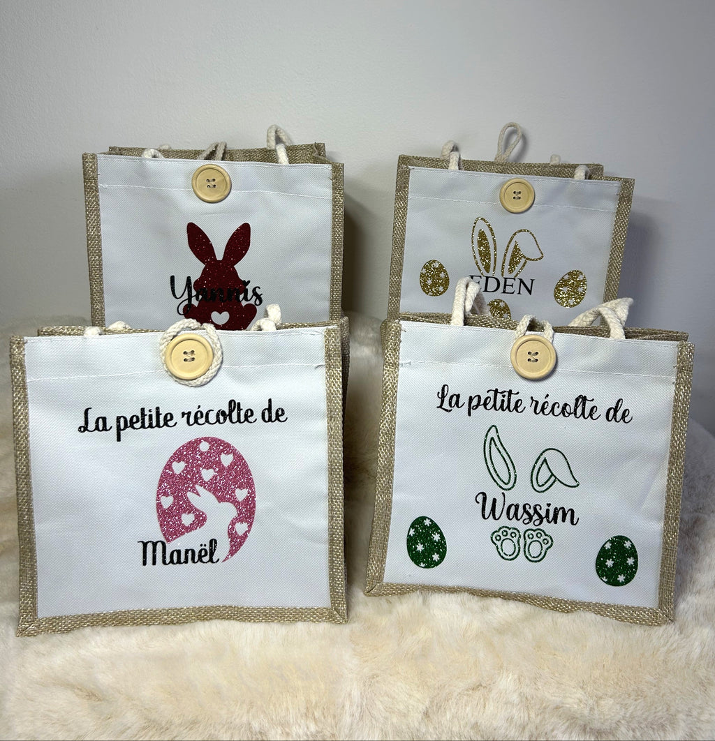 Sac de Pâques personnalisé « Les petites récoltes de… » - Le compagnon idéal pour partir à la chasse aux œufs