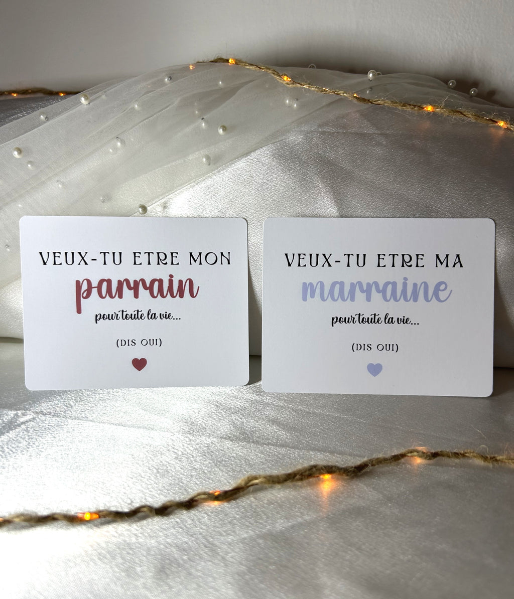 Carte avec enveloppe et ruban - Un mot doux, un grand rôle « Demande parrain / marraine »