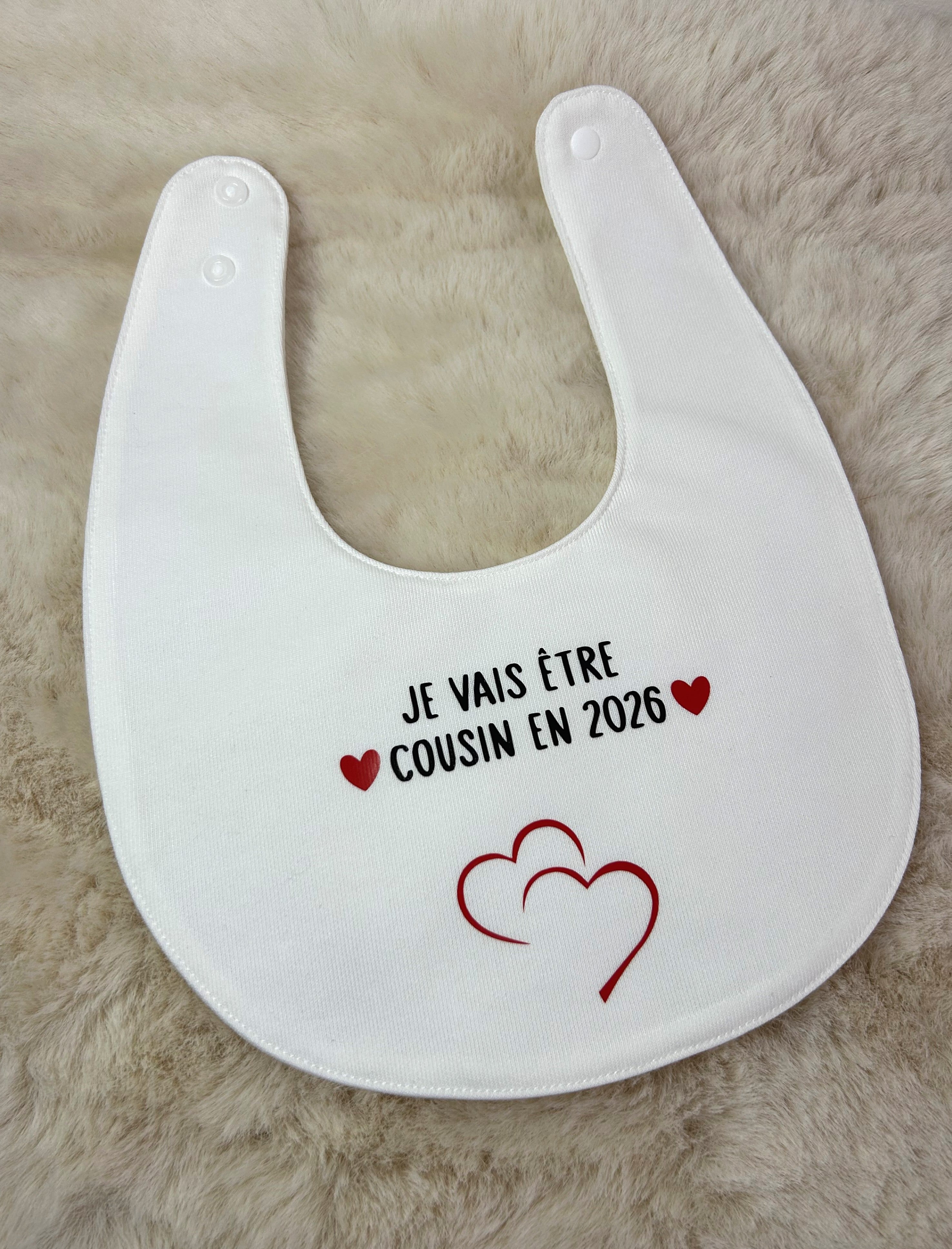 Bavoir « Je vais être cousin /cousine en 2026-2027 »