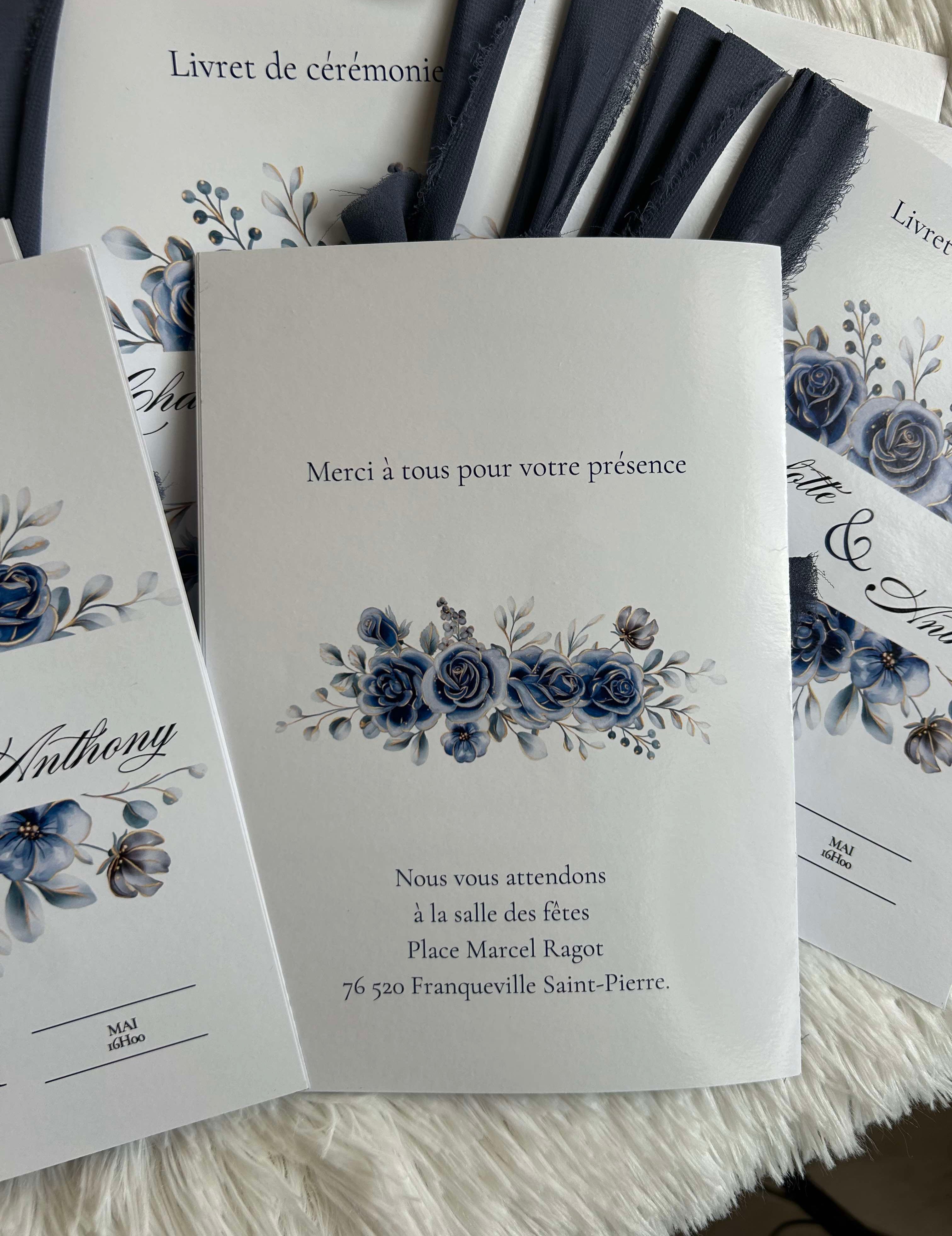 Livret de cérémonie « Bleu de promesse » - Les mots d’un engagement, posés avec douceur au fil de la cérémonie