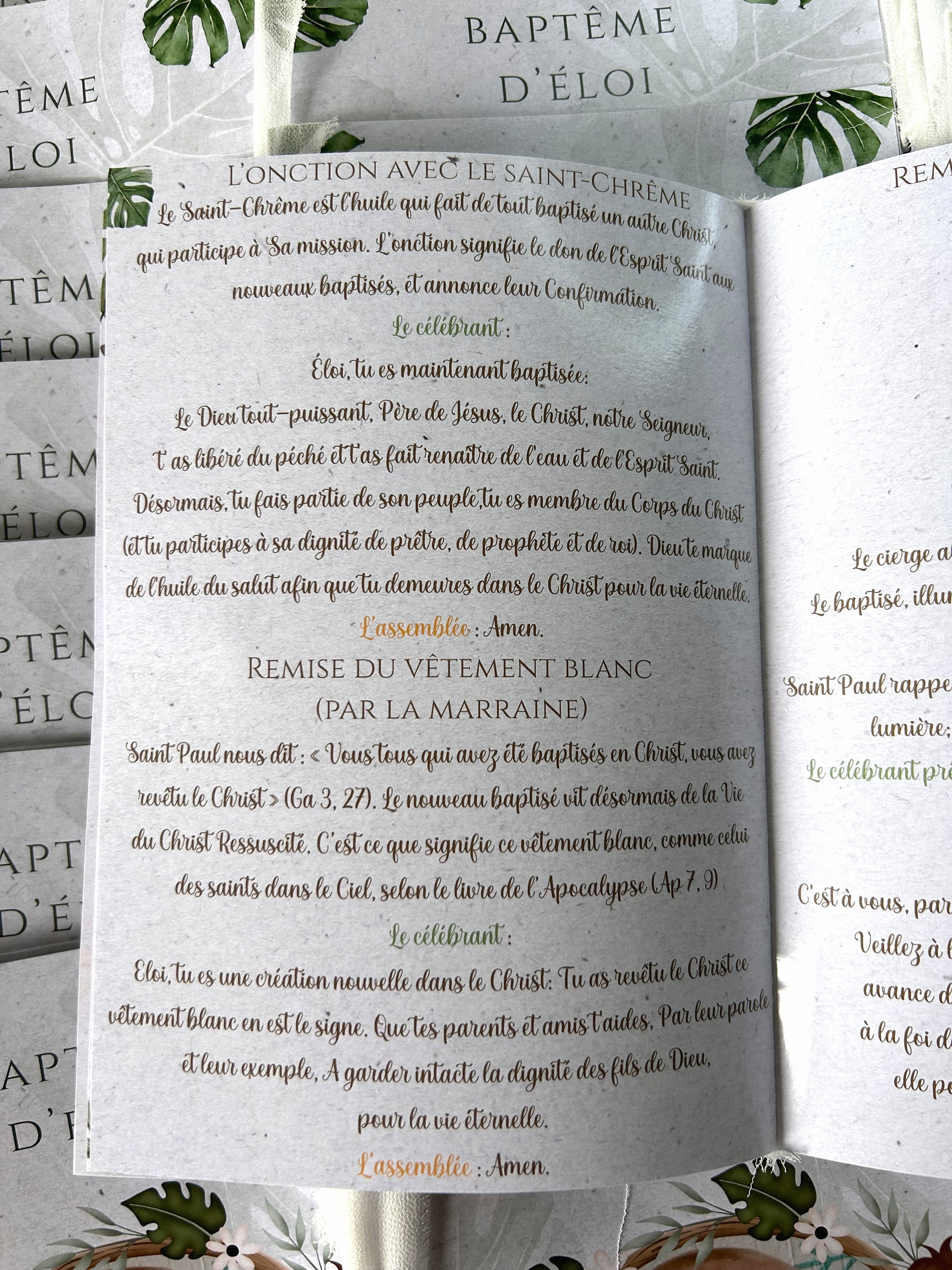 Livret de cérémonie " Eveil sauvage " - Un doux souffle d'aventure pour un moment sacré.