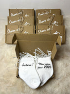 Chaussettes « Message d’annonce » - Un détail tout doux pour annoncer un bonheur à venir.