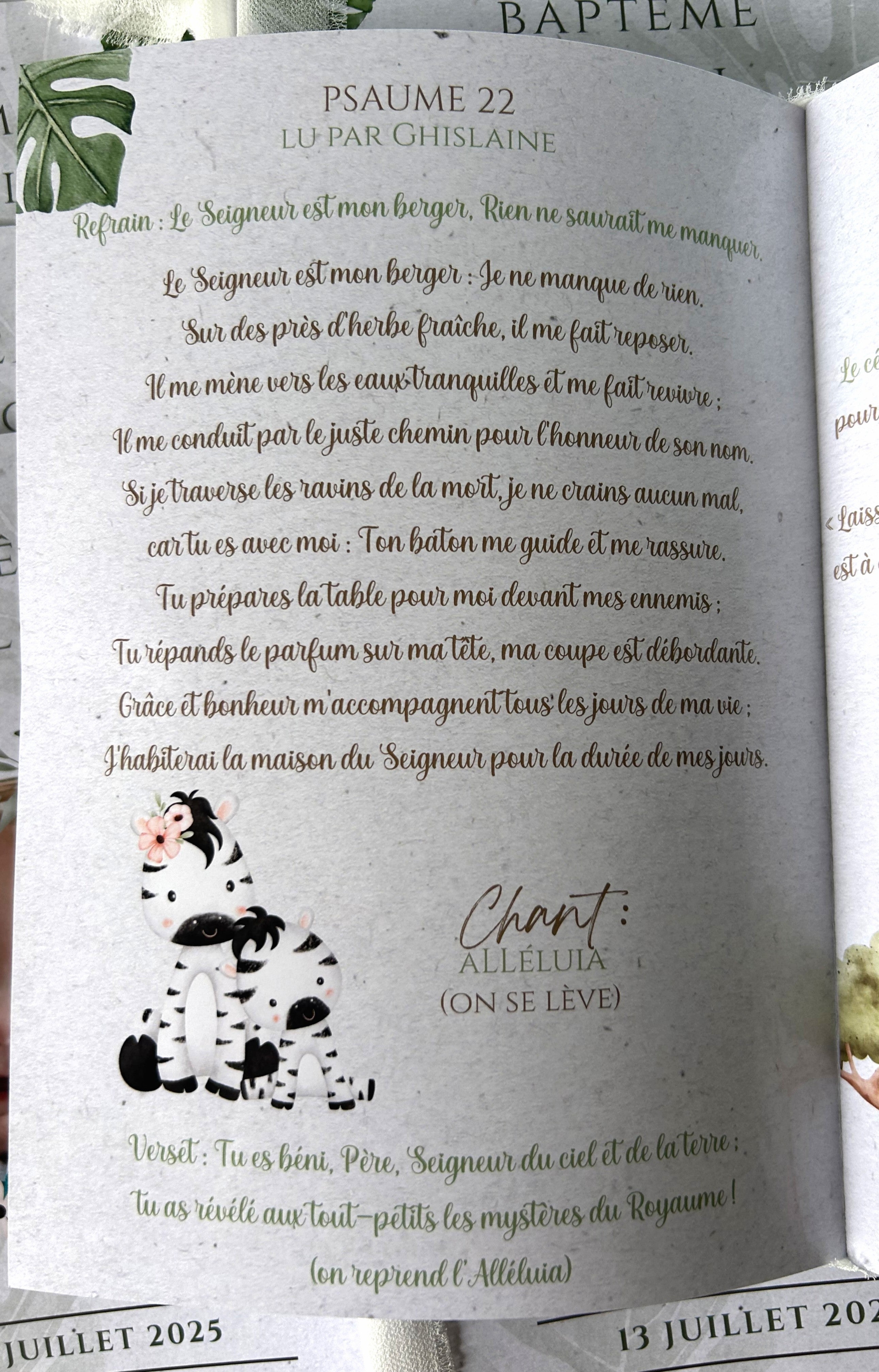 Livret de cérémonie " Eveil sauvage " - Un doux souffle d'aventure pour un moment sacré.