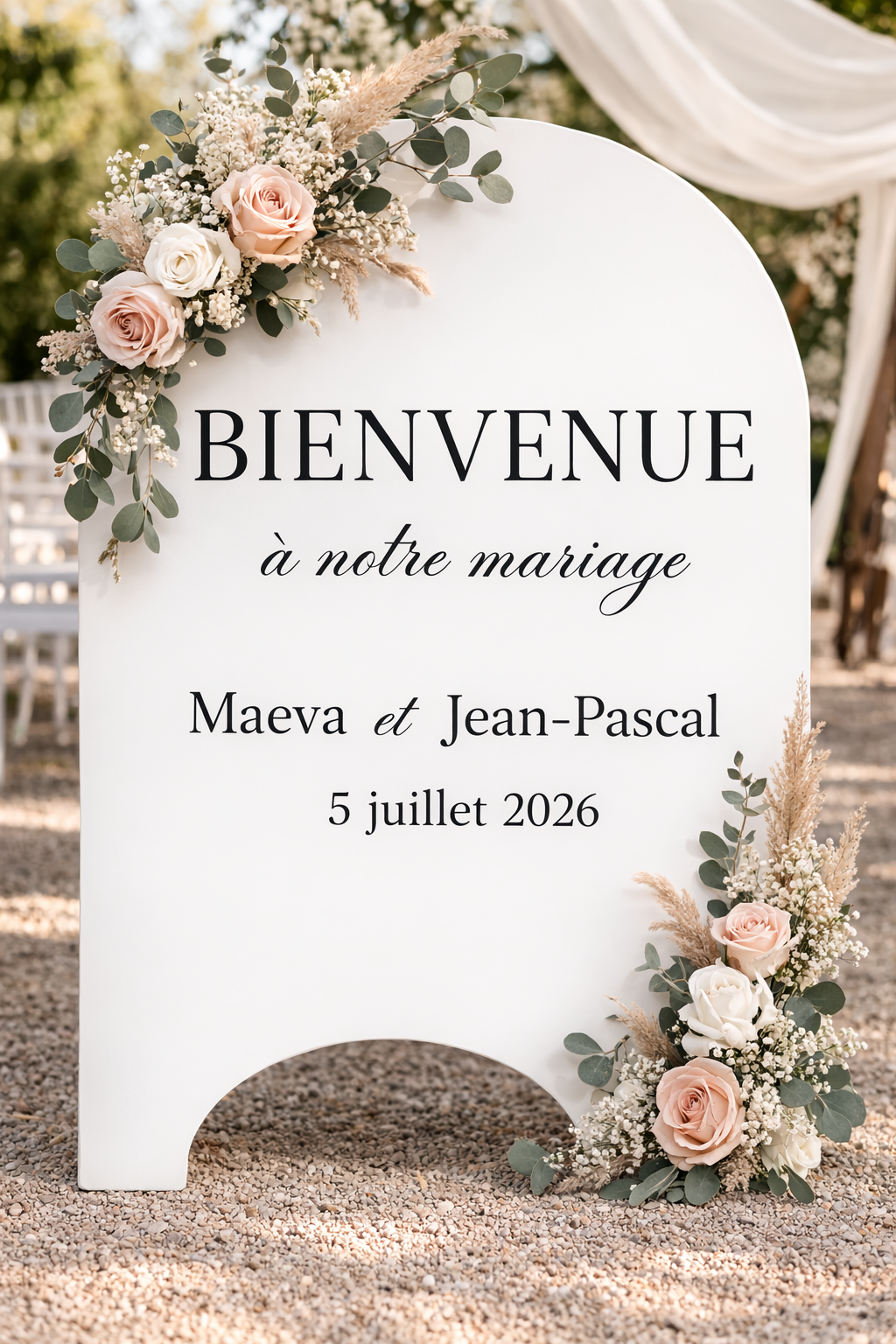 Sticker personnalisé pour panneau de bienvenue - Le détail parfait pour accueillir vos invités avec style dès leur arrivée.