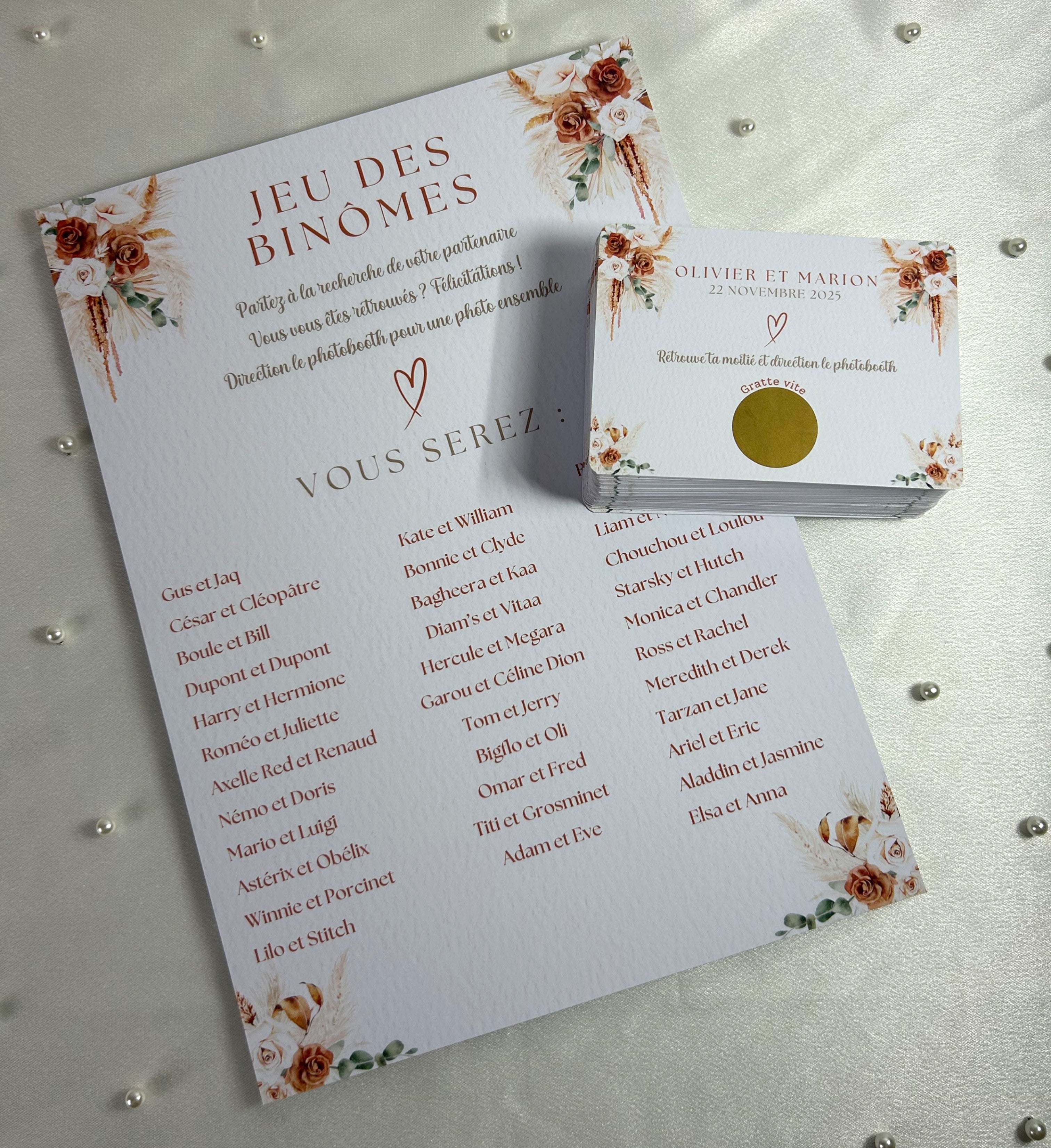 Jeu des binômes « Unis pour un instant » - Faites voyager vos invités dans un jeu de rencontres et de sourires.