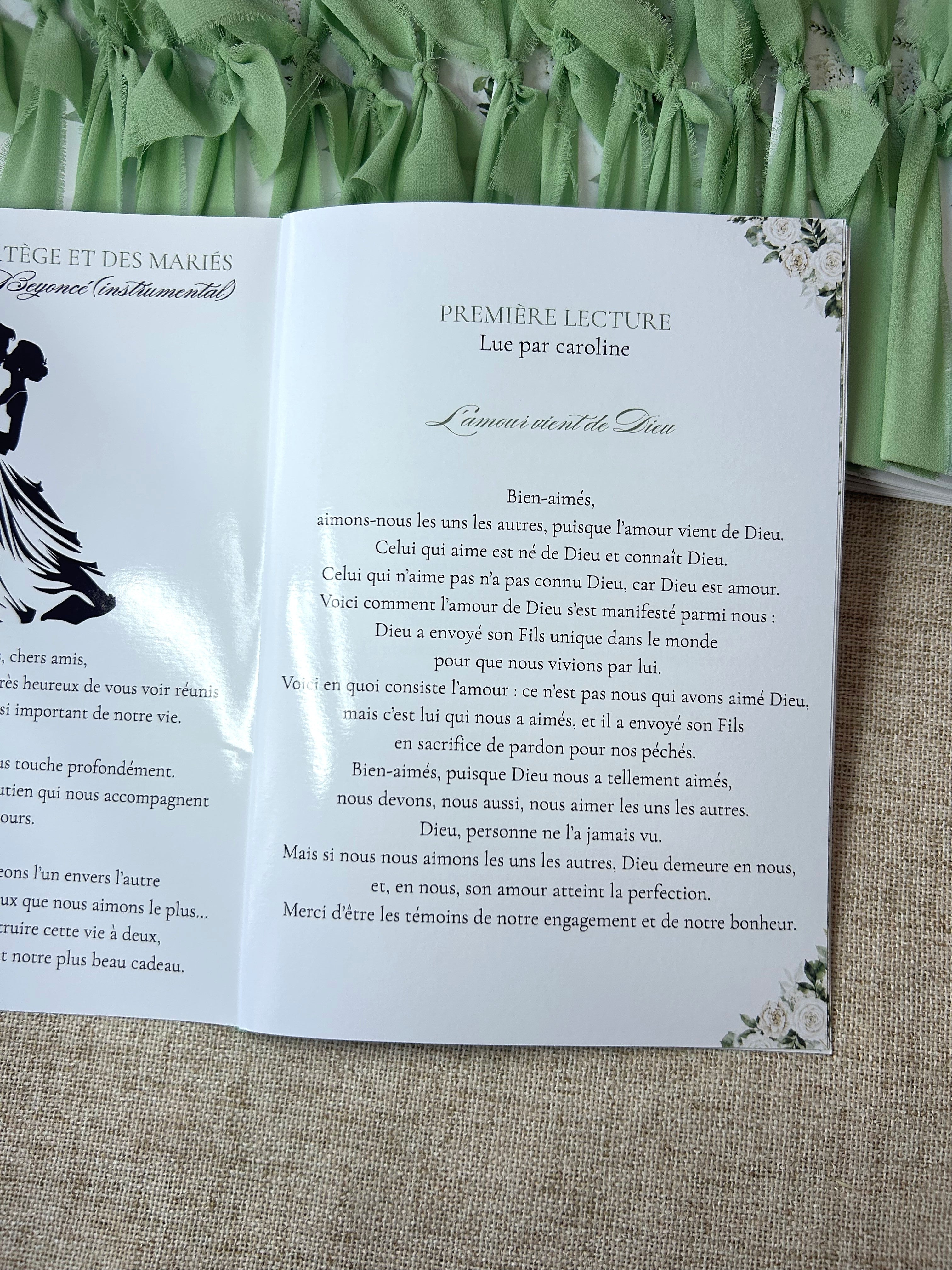 Livret de cérémonie « Feuillage d'amour » - Un écrin de verdure pour raconter votre plus belle histoire.