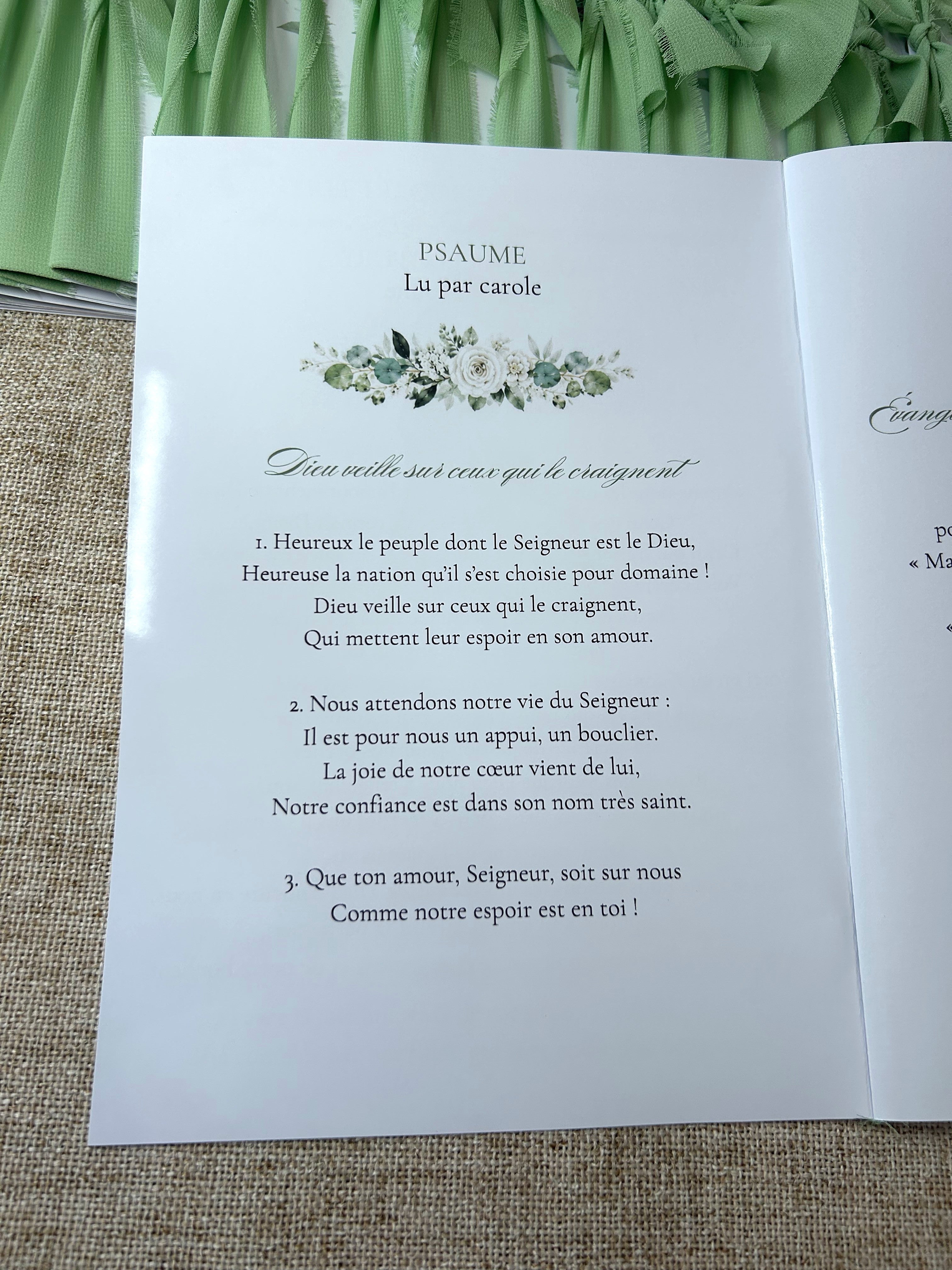Livret de cérémonie « Feuillage d'amour » - Un écrin de verdure pour raconter votre plus belle histoire.