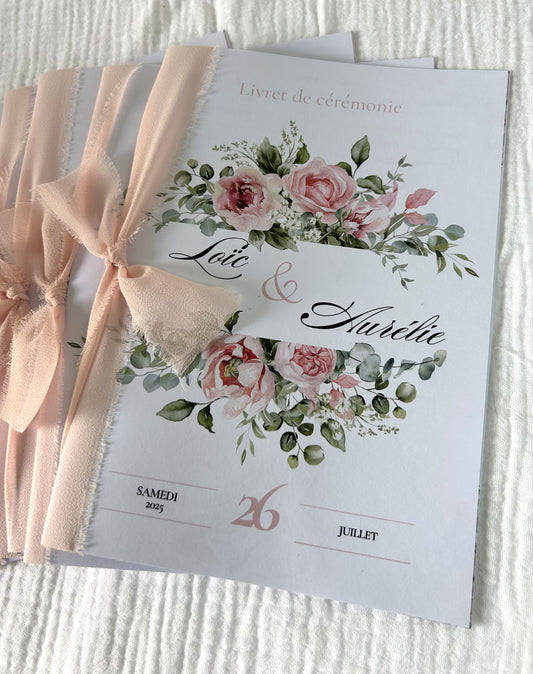 Livret de cérémonie " Bouquet de souvenirs " - Quand les mots s'habillent de soie et de tendresse.